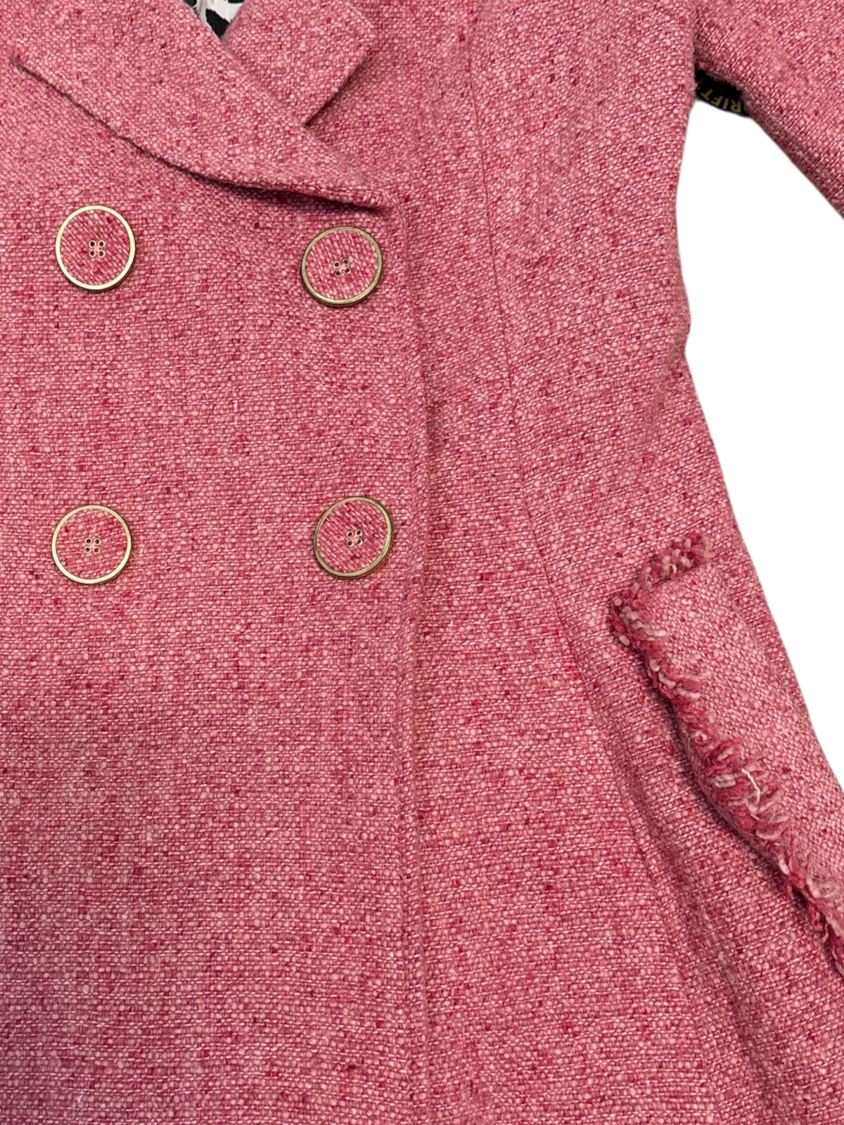 Pink Cabi Tweed fringe detail peacoat, 6