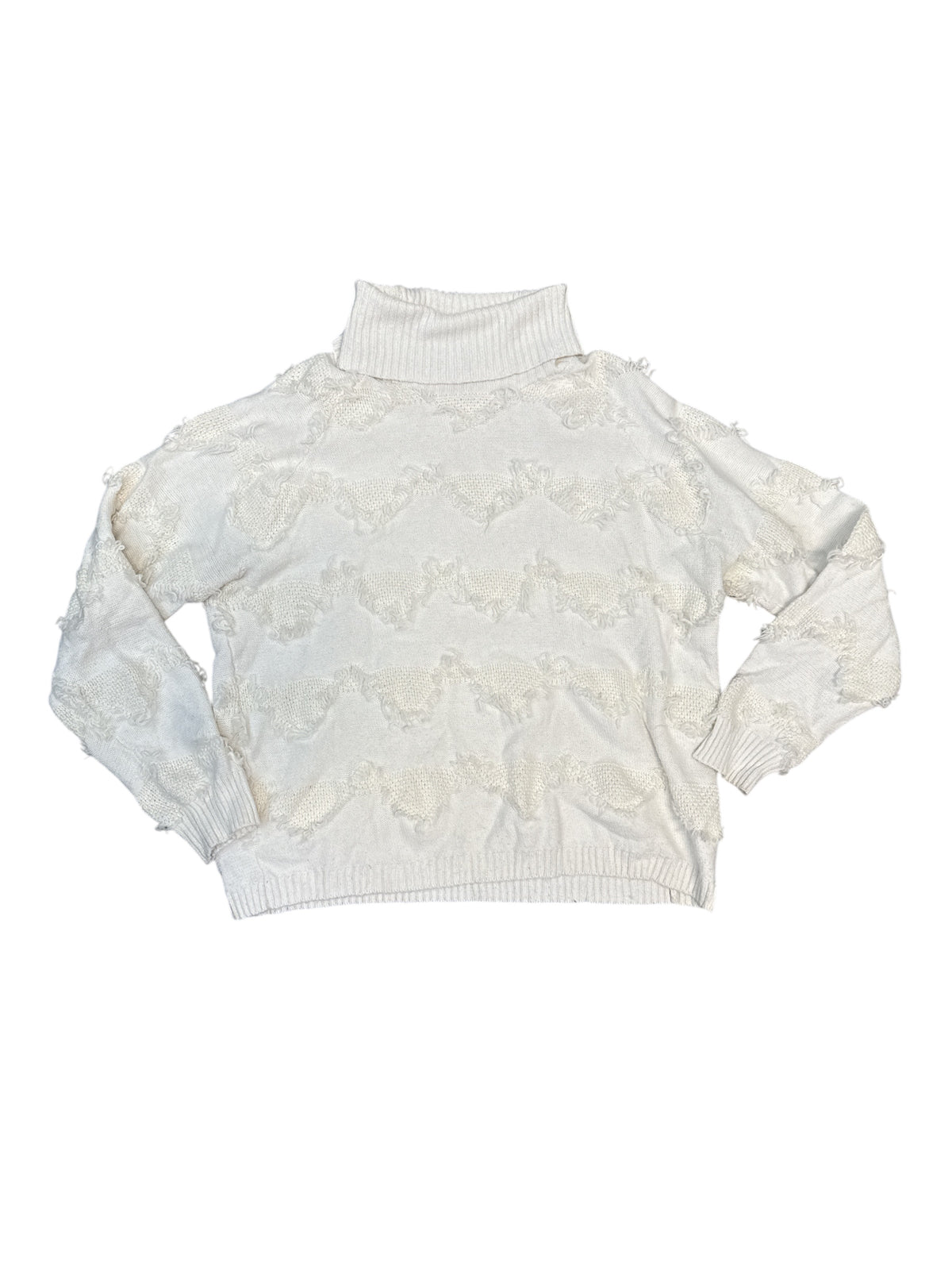 white vince camuto fringe fun! turtleneck, M
