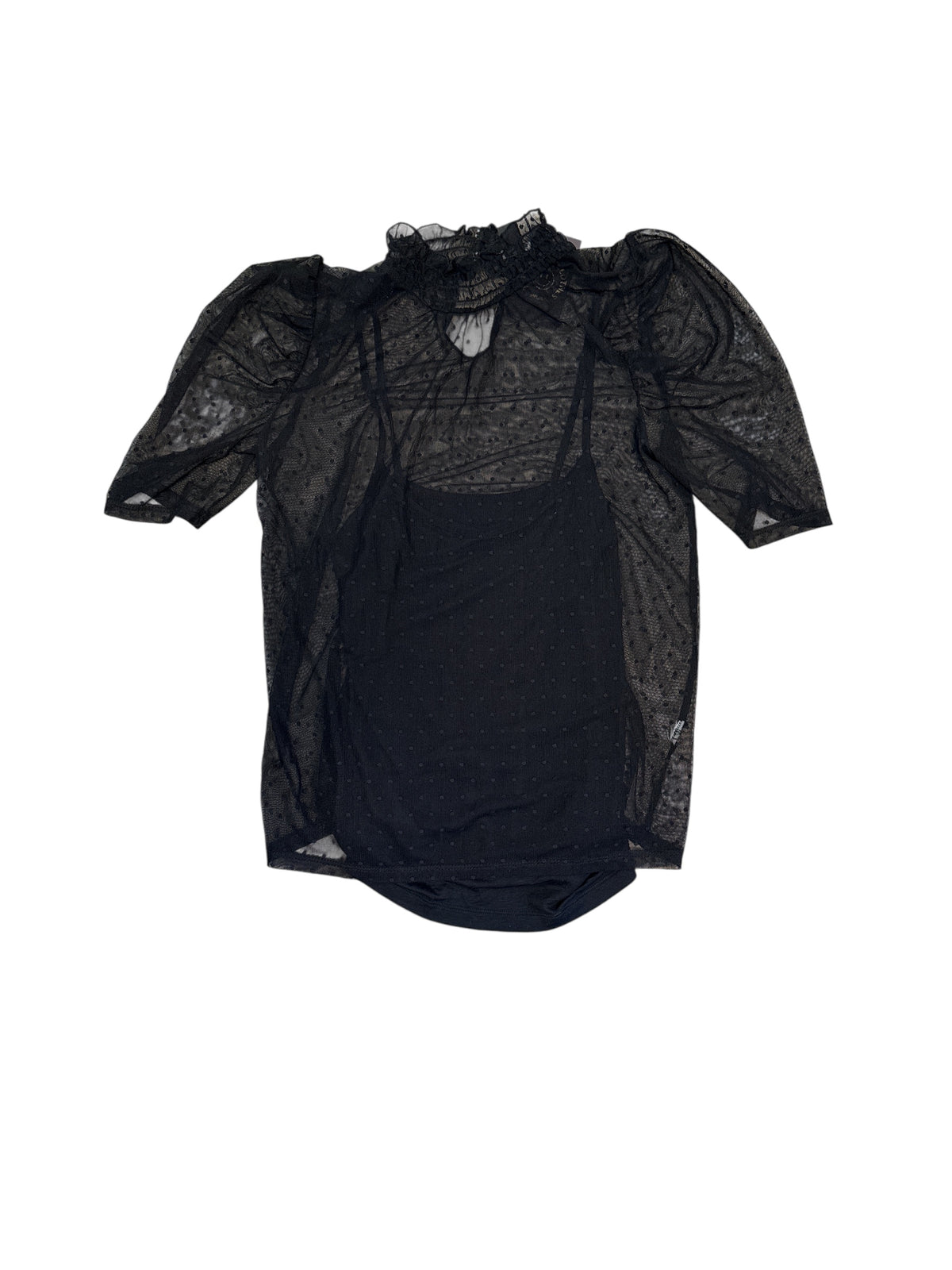 black halogen sheer layered high neck top, xs