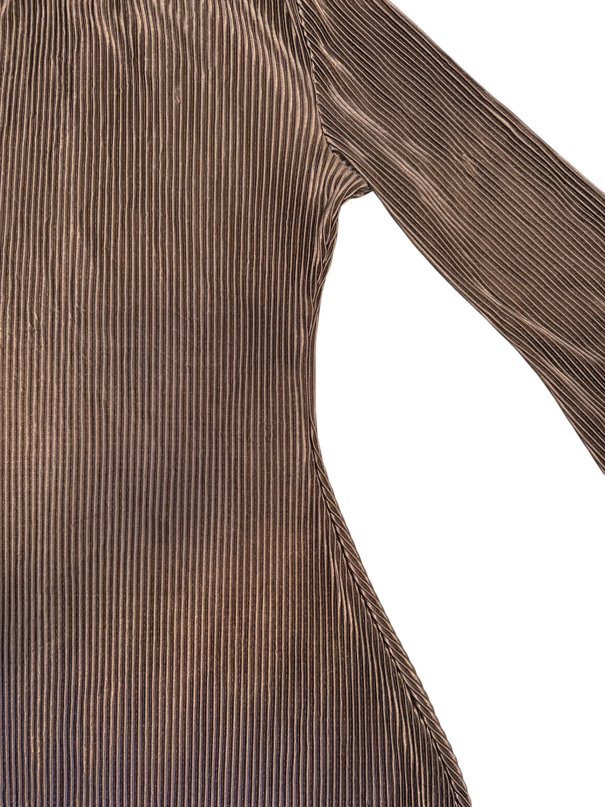 brown shein ls pleated dress, S
