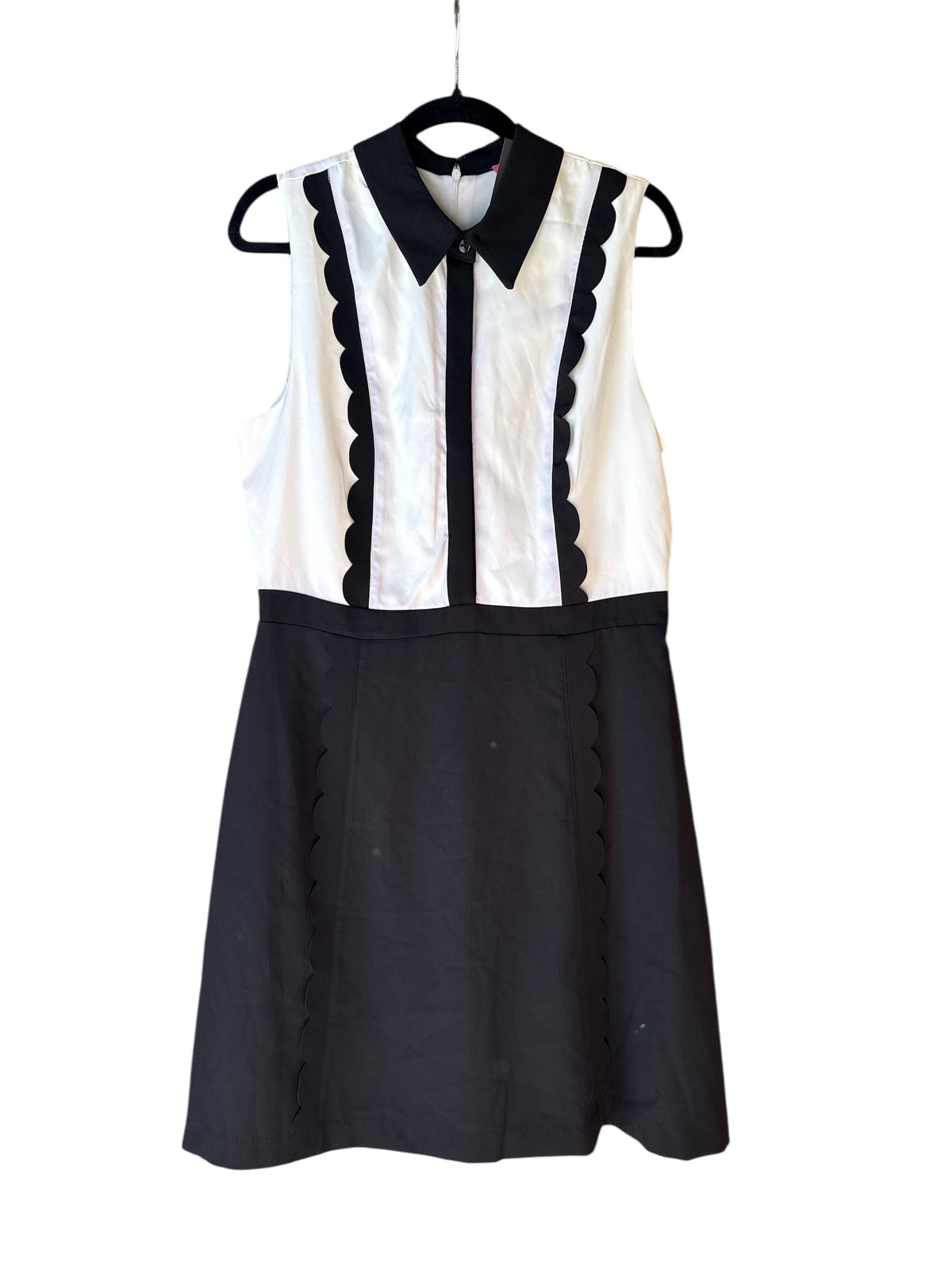 white black betsy johnson nwt collar scallop darted mini dress, 12