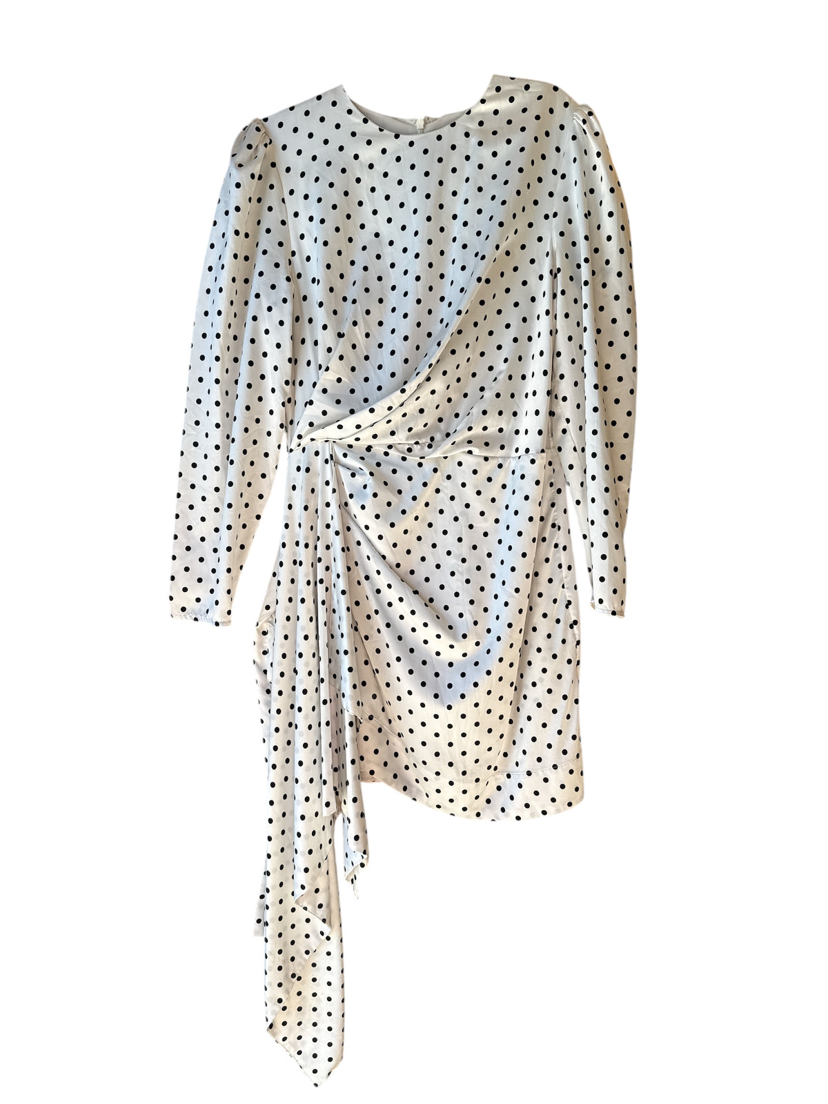 white black keepsake polka dot ls dress, XL