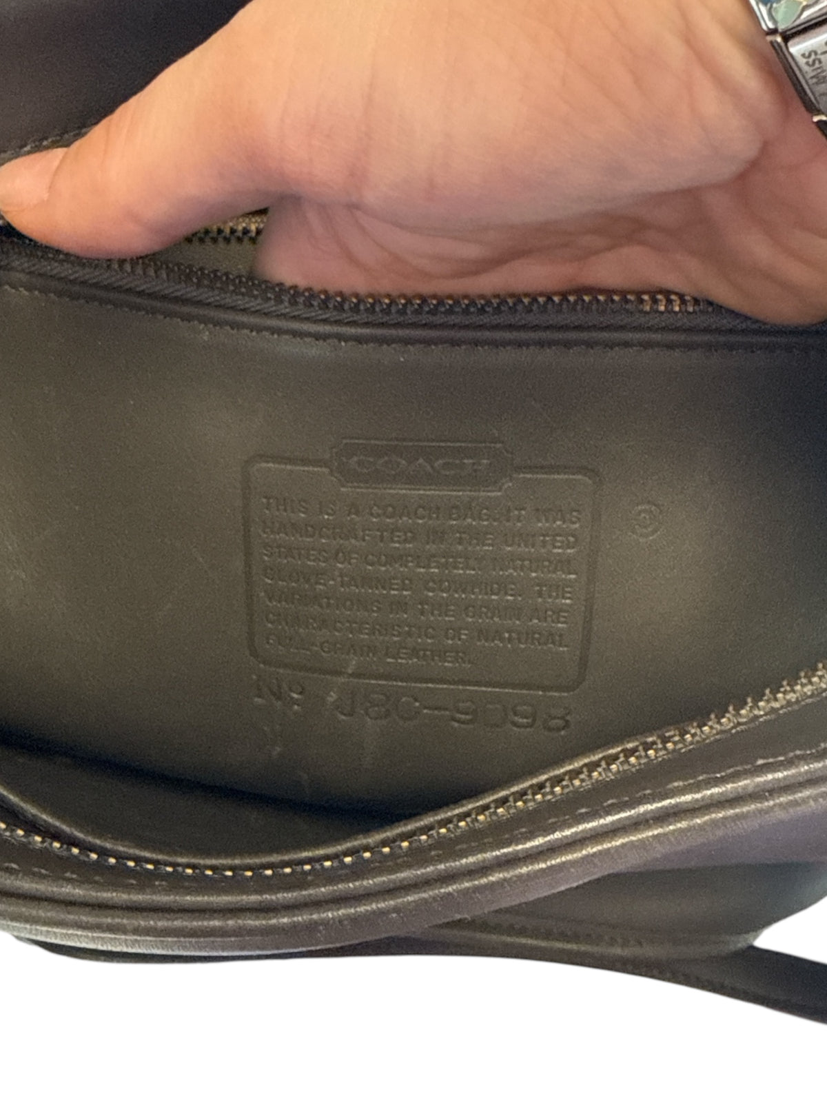 green coach vtg leather handbag