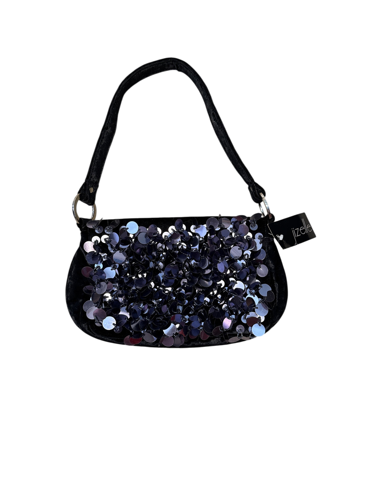 black jizelle velour sequins purse