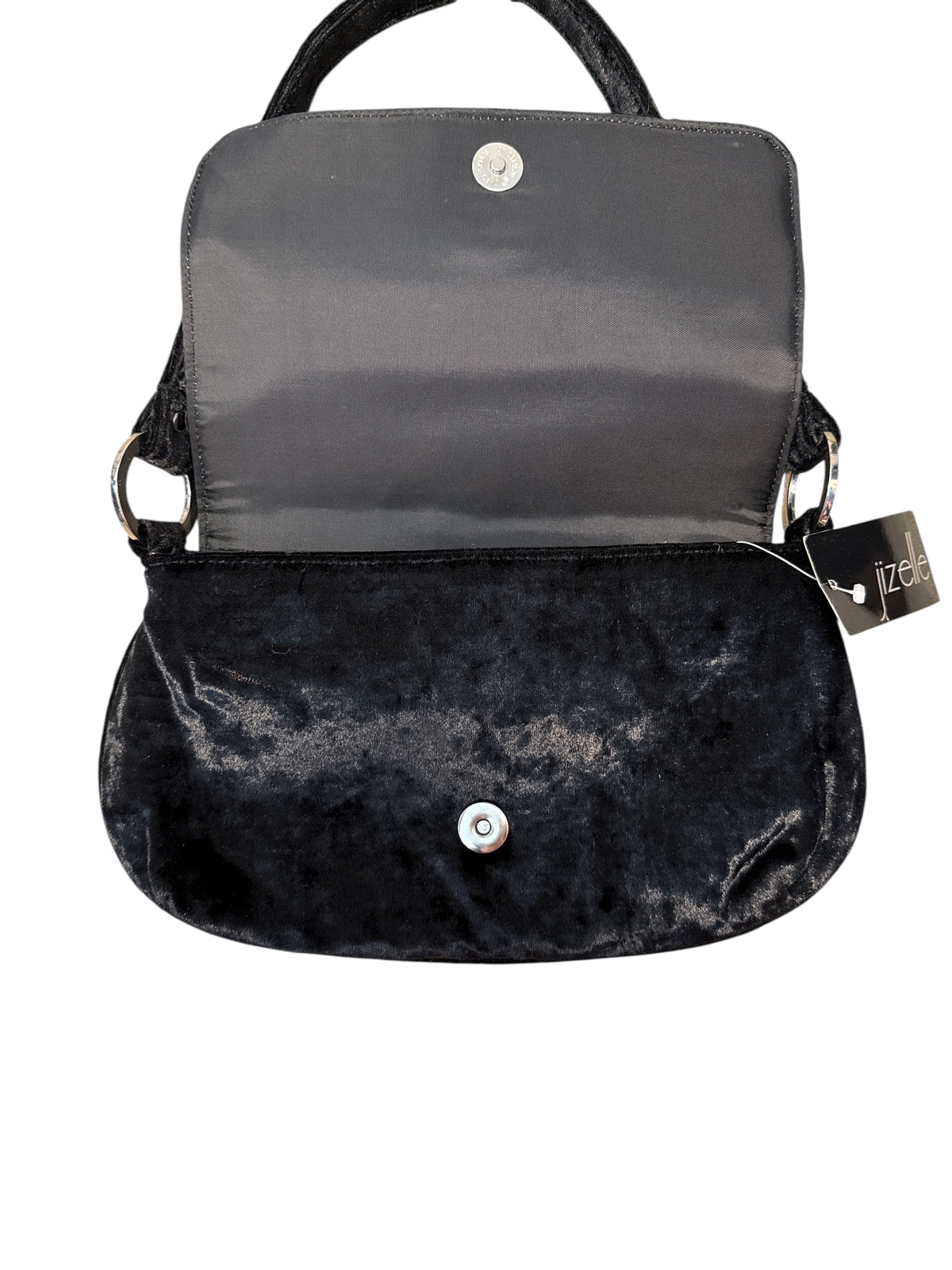 black jizelle velour sequins purse