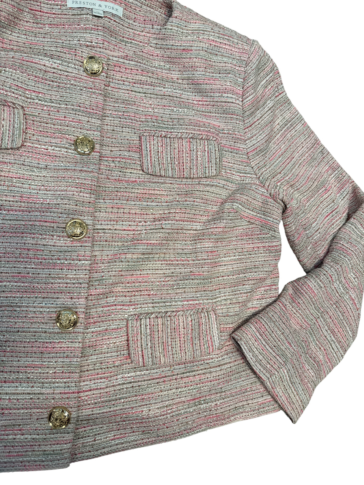 pink Preston & York tweed button up jacket, 12