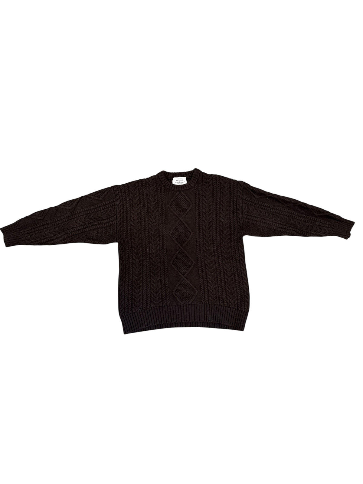 brown aritzia cable knit wool sweater, s