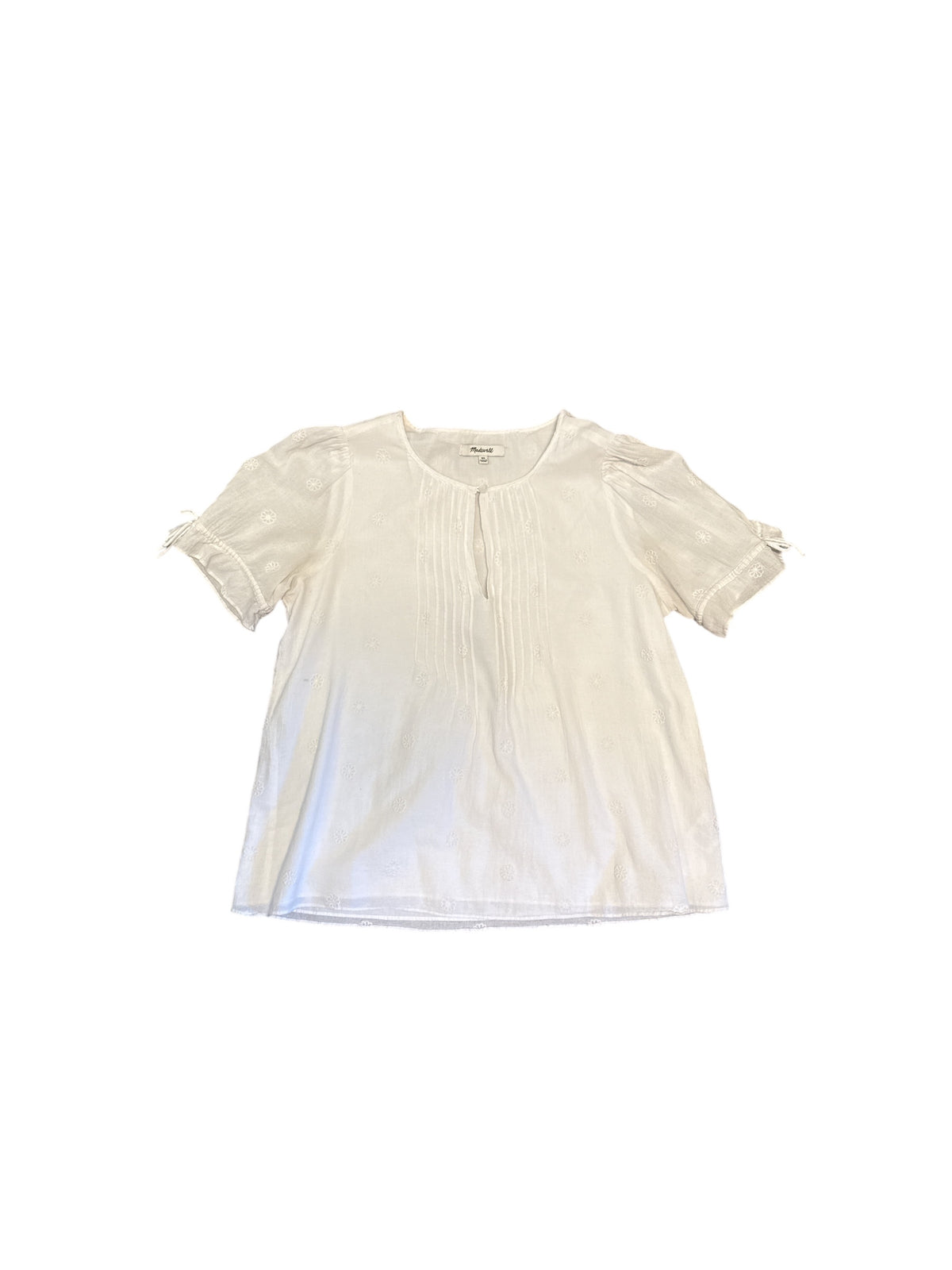 white madewell vneck flower blouse, xs