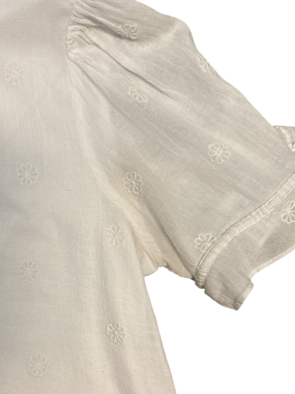 white madewell vneck flower blouse, xs