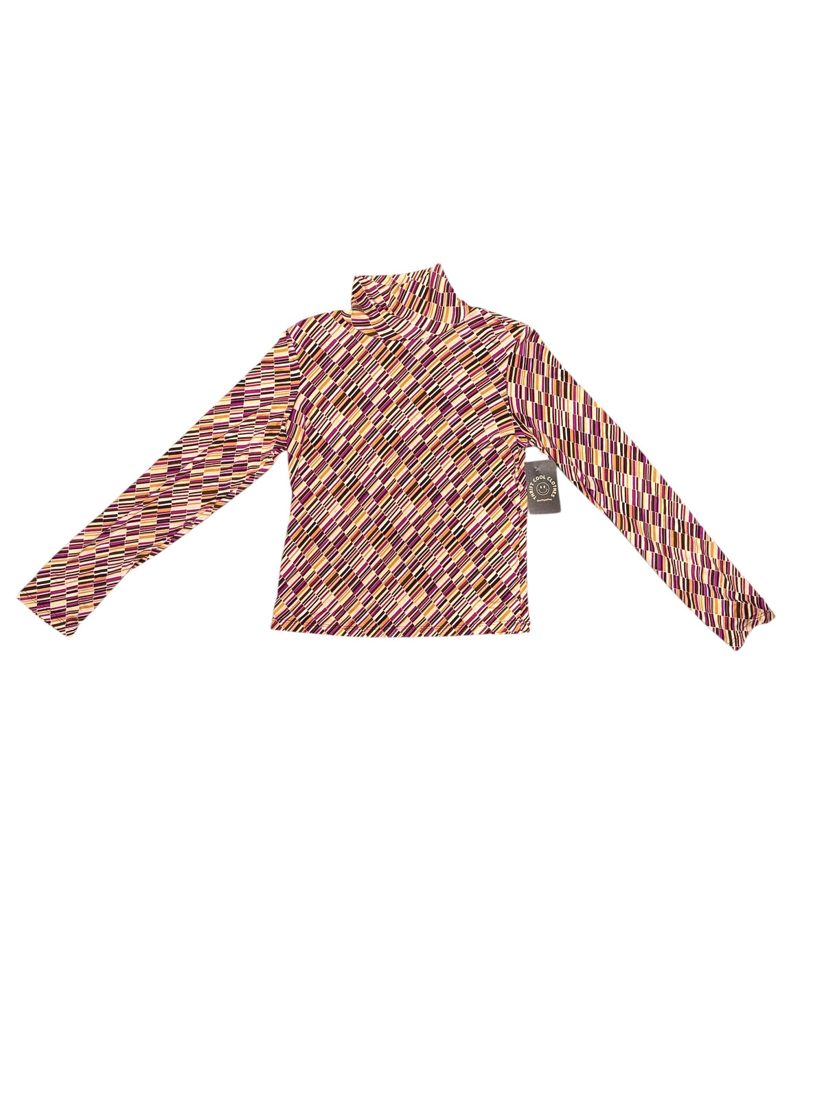 brown cream magenta the limited geometric mock neck ls, m