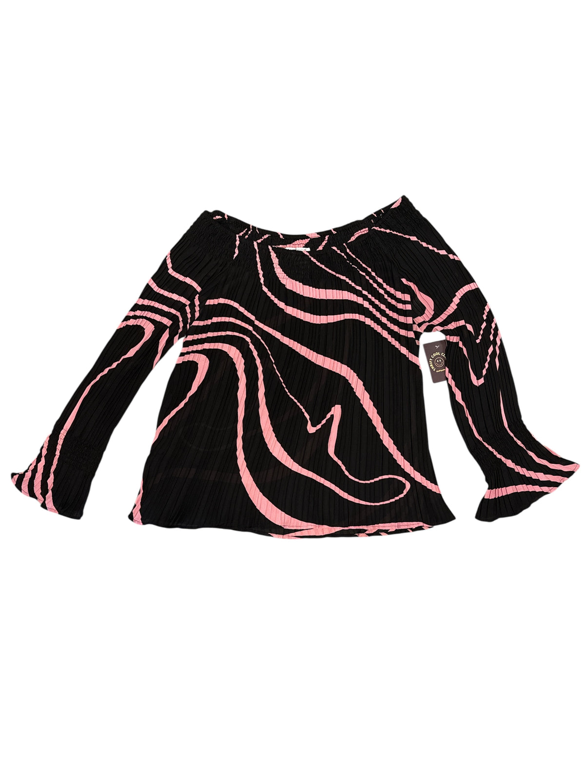 Black pink Dress-U-II Squiggle sheer off the shoulder top, 3x