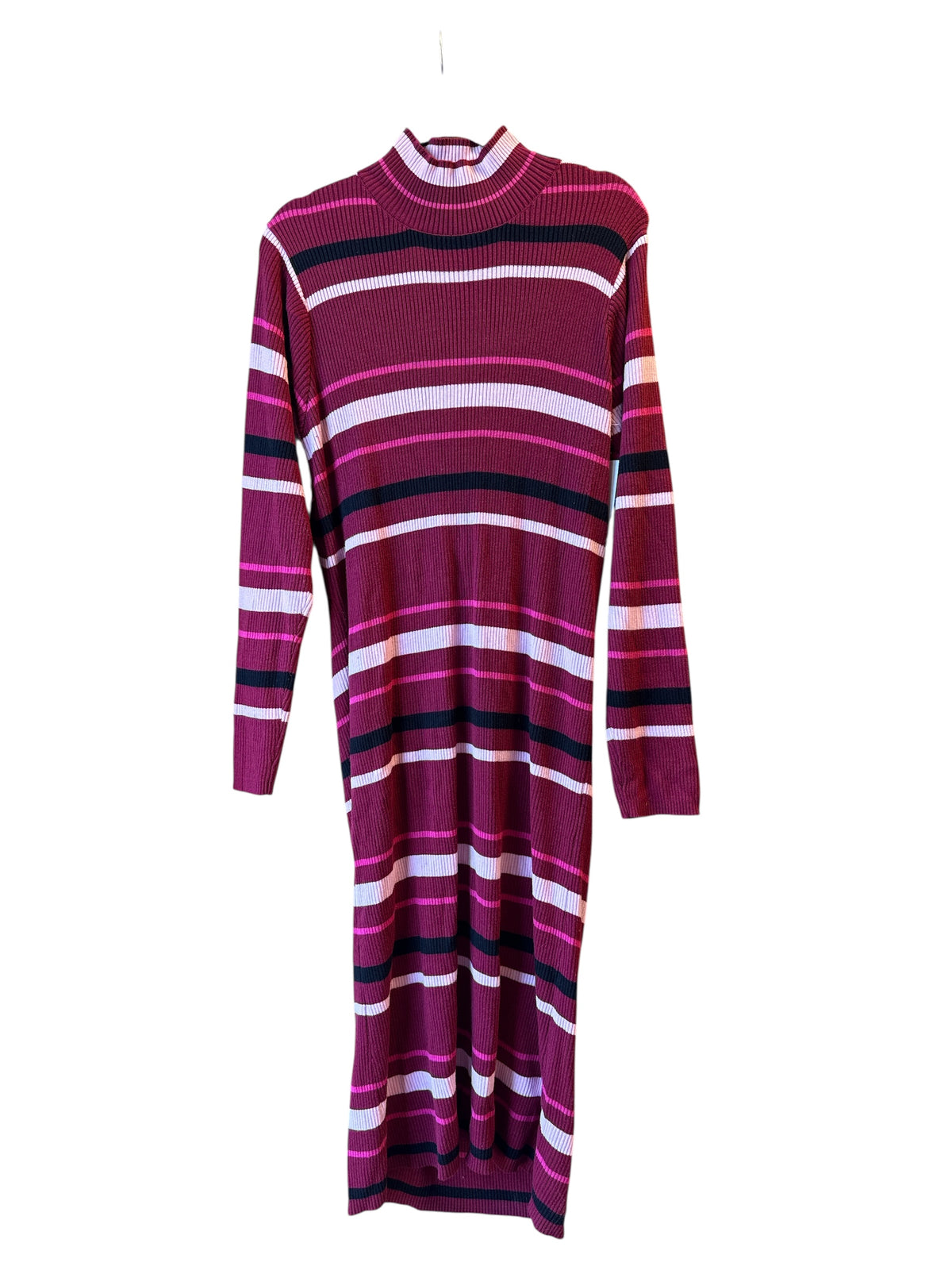 red pink eloquii striped knit turtleneck cutout dress, 22/24