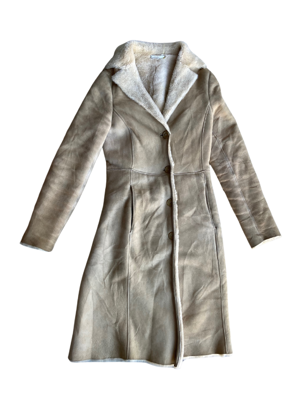 Tan J. Crew Fur lined suede peacoat, Xs