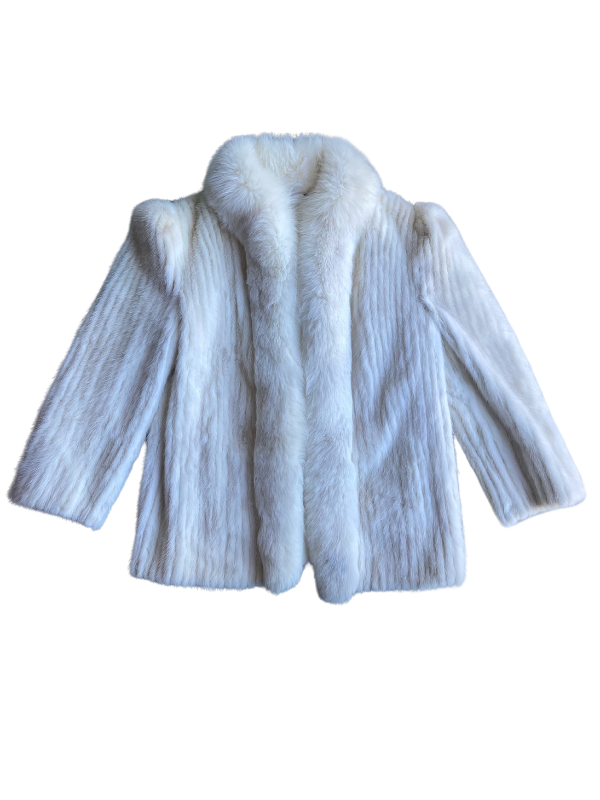 White vtg 1960s Eloise Czarneski genuine fox fur coat, M