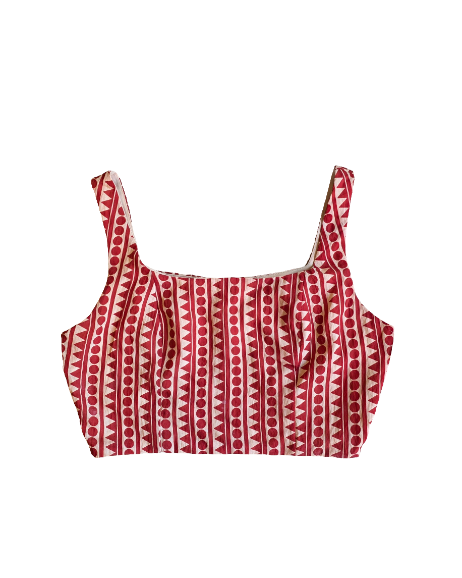 beige red eva franco geometric tank, 8