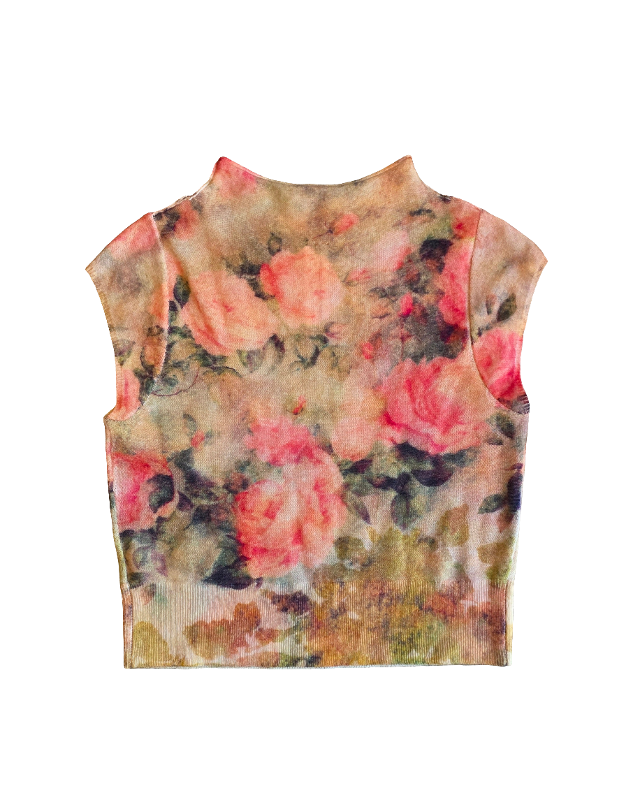 beige pink anthropologie cashmere floral top, m