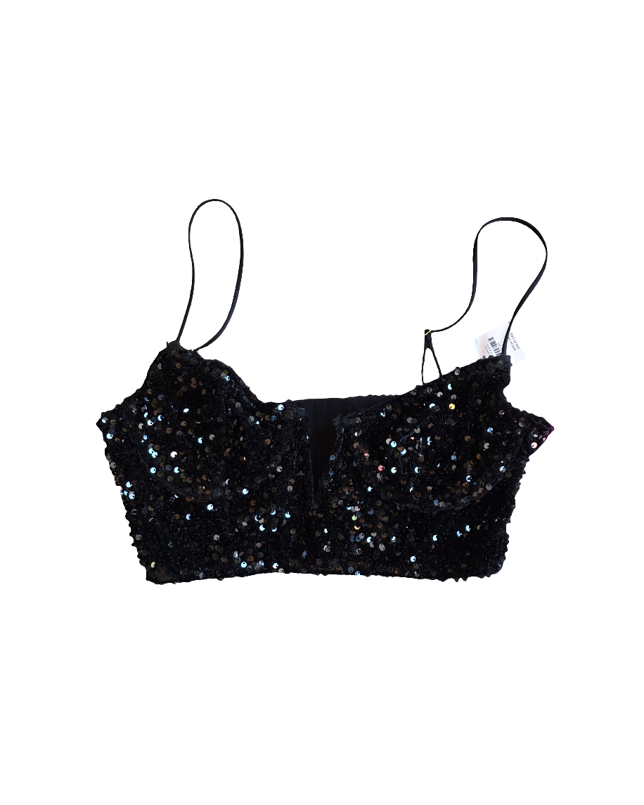 Black anthrologie Sequin top, M