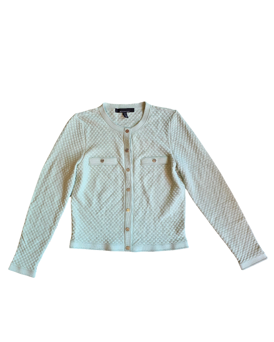 green white house black market textured cardigan, m