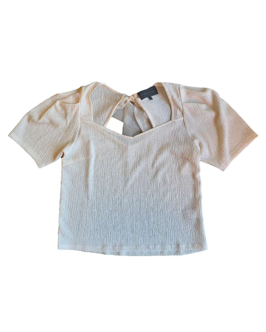 white sundays in brooklyn textured blouse w bow, s