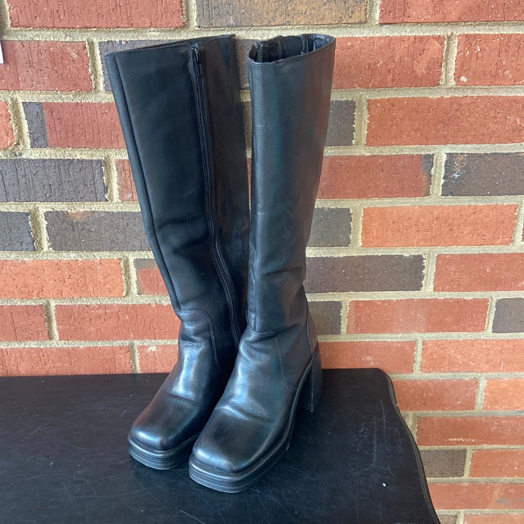 Black Fanatik Platform knee high boots, 7.5