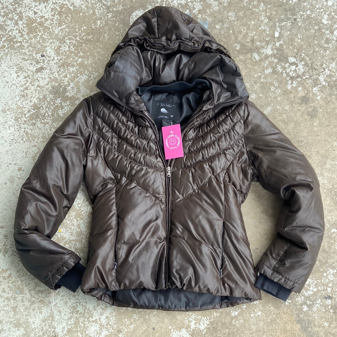 Brown zara woman Down puffer, M
