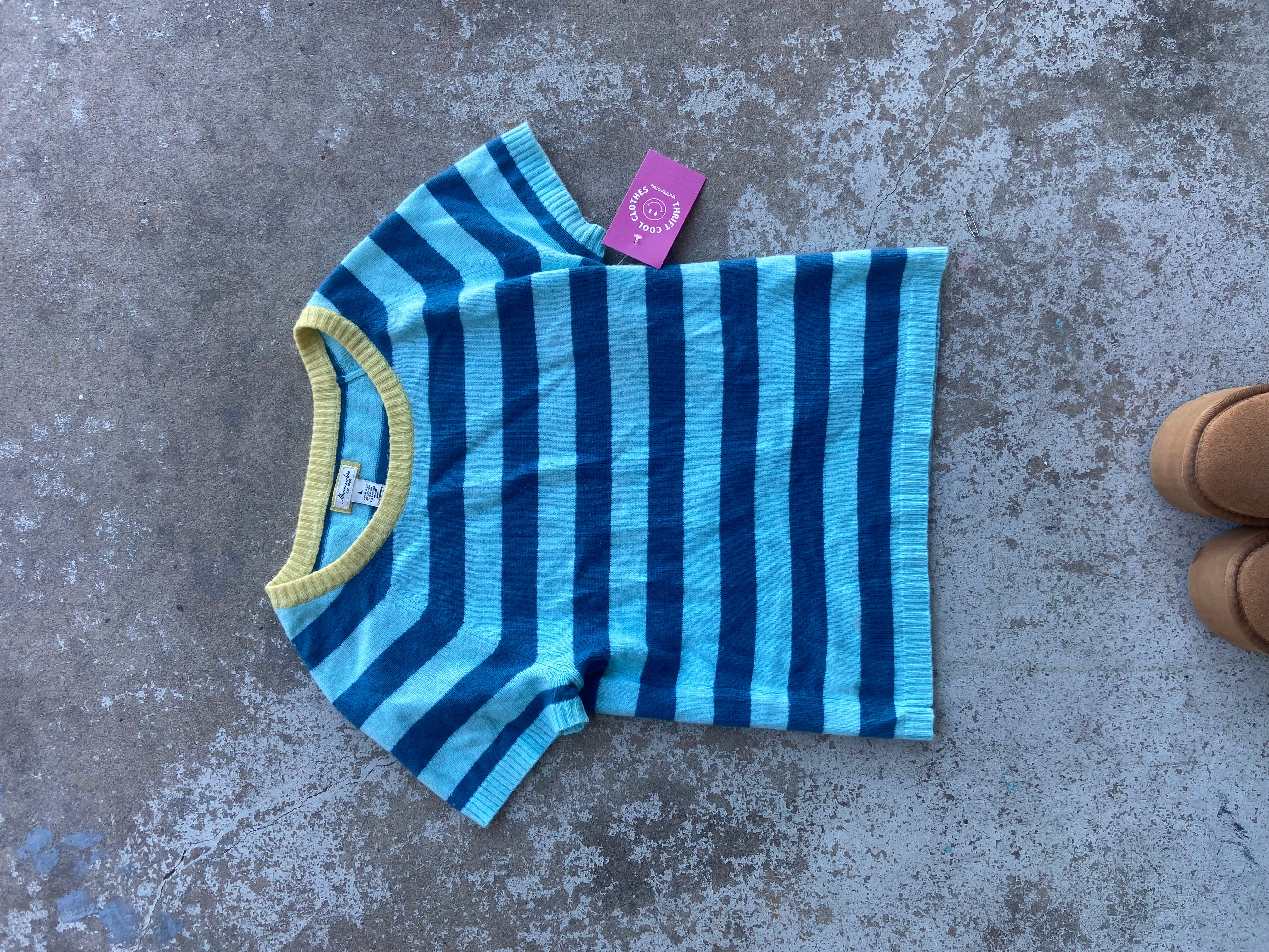 Blue Abercrombie Knit striped top, L