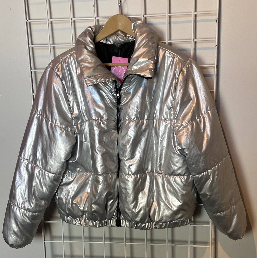 Silver Wild fable Metallic puffer, L