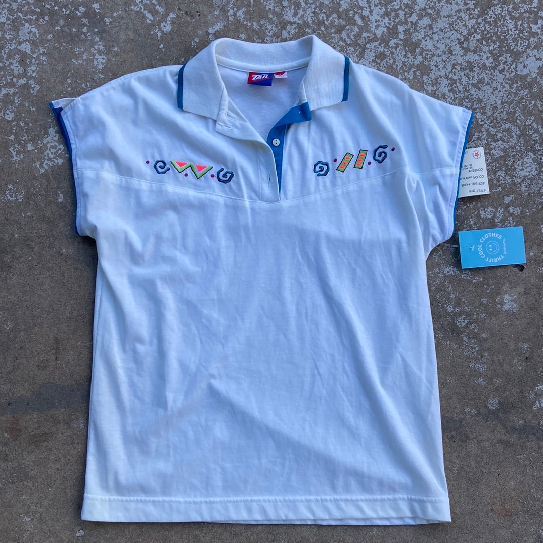 Cream Tail Funky Vtg polo, S
