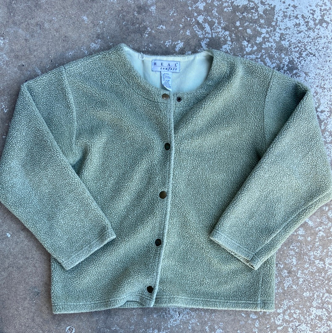 Green Real comfort Fleece snap jacket, M