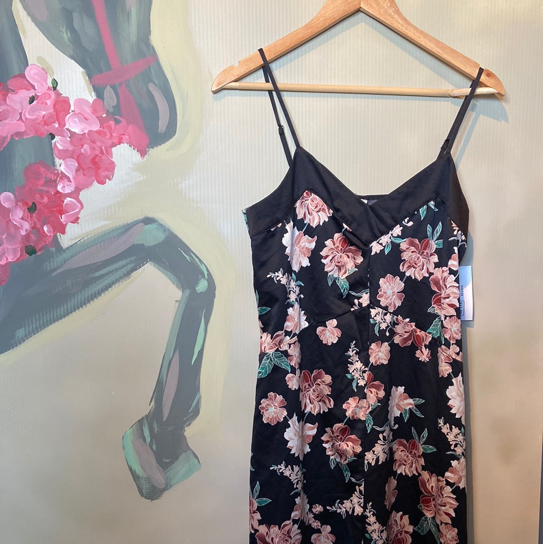 Black and pink A new day Floral slip dress, Medium