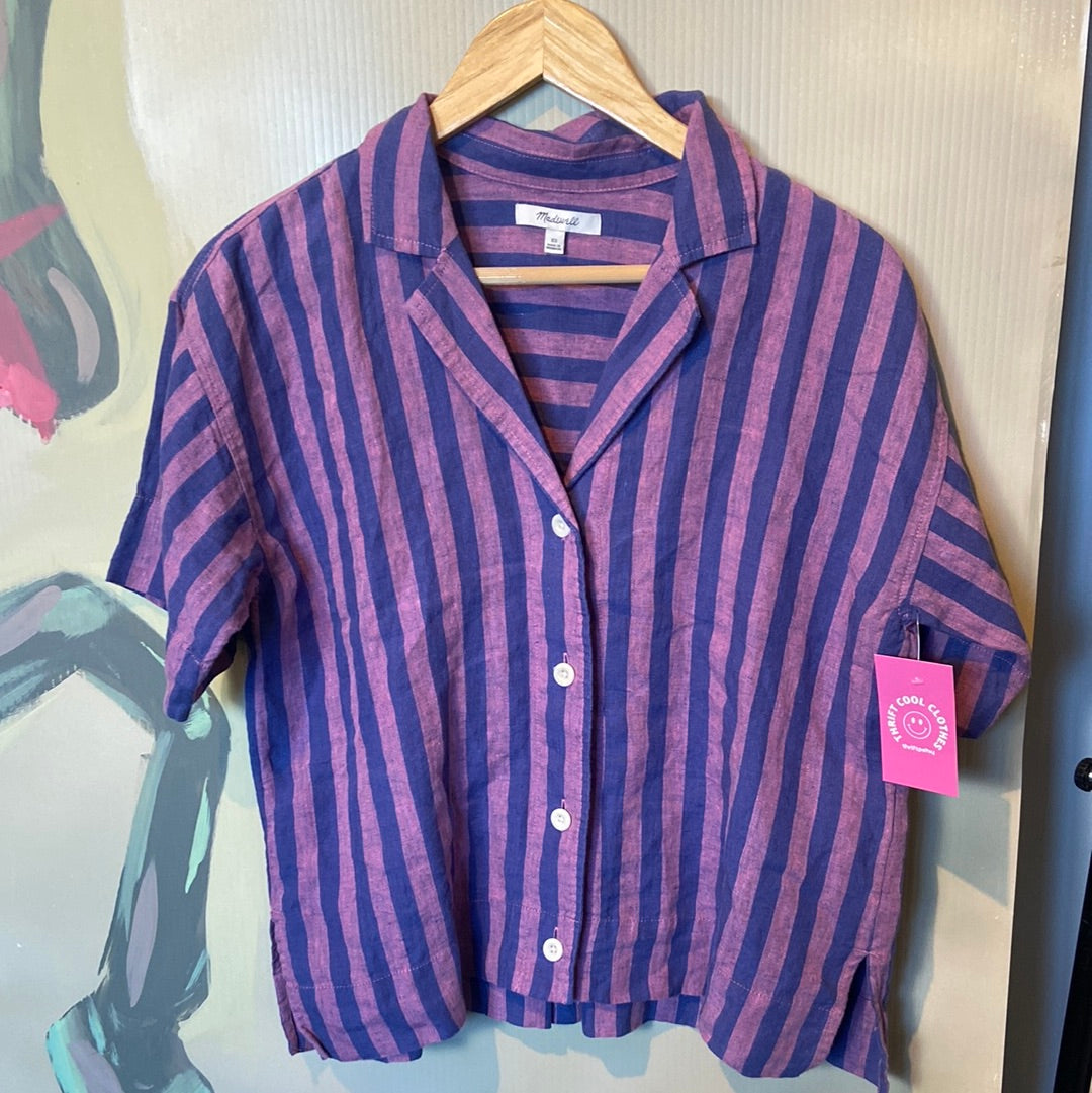 purple Madewell Striped button up, Xs