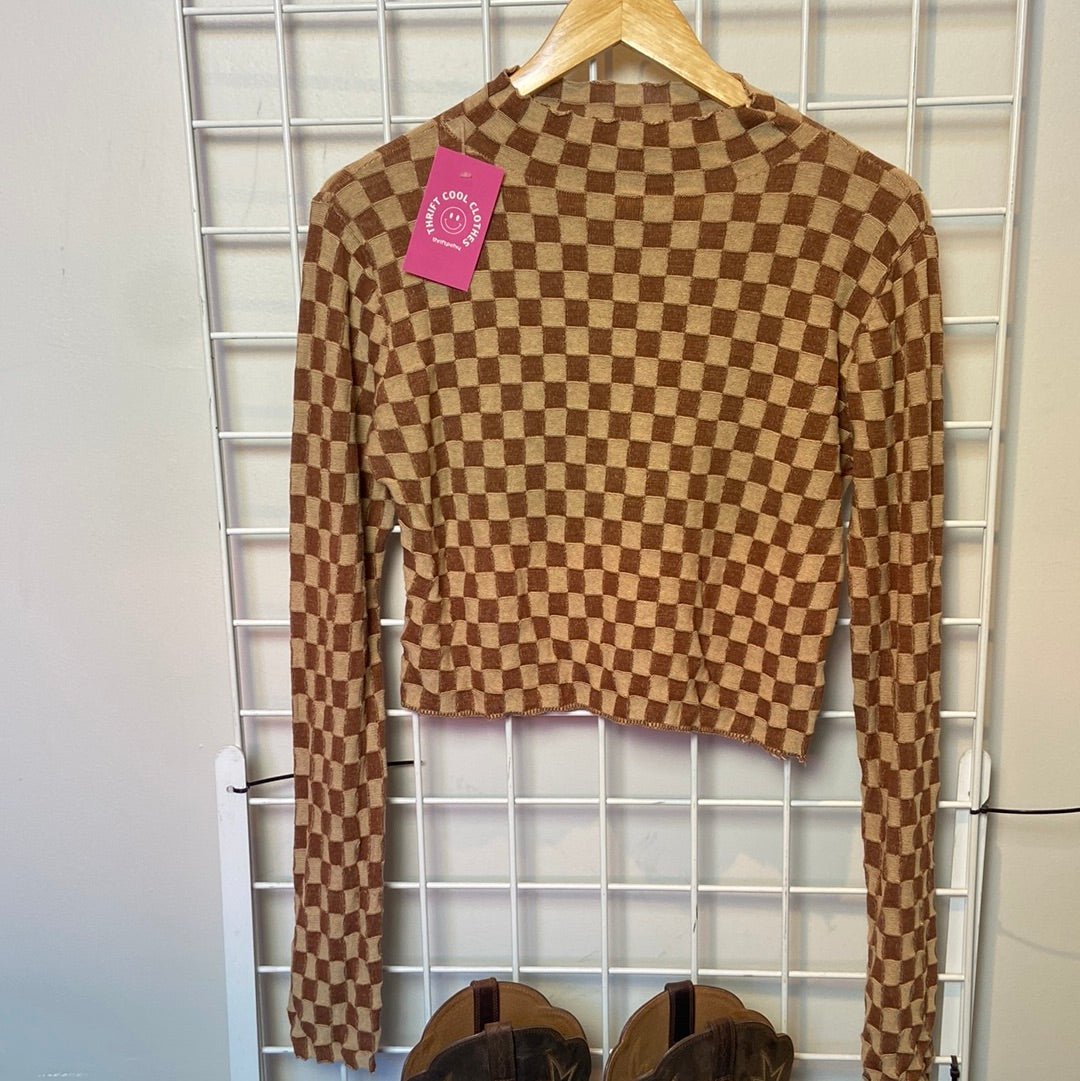 Brown tan Aster Checkered ls, L
