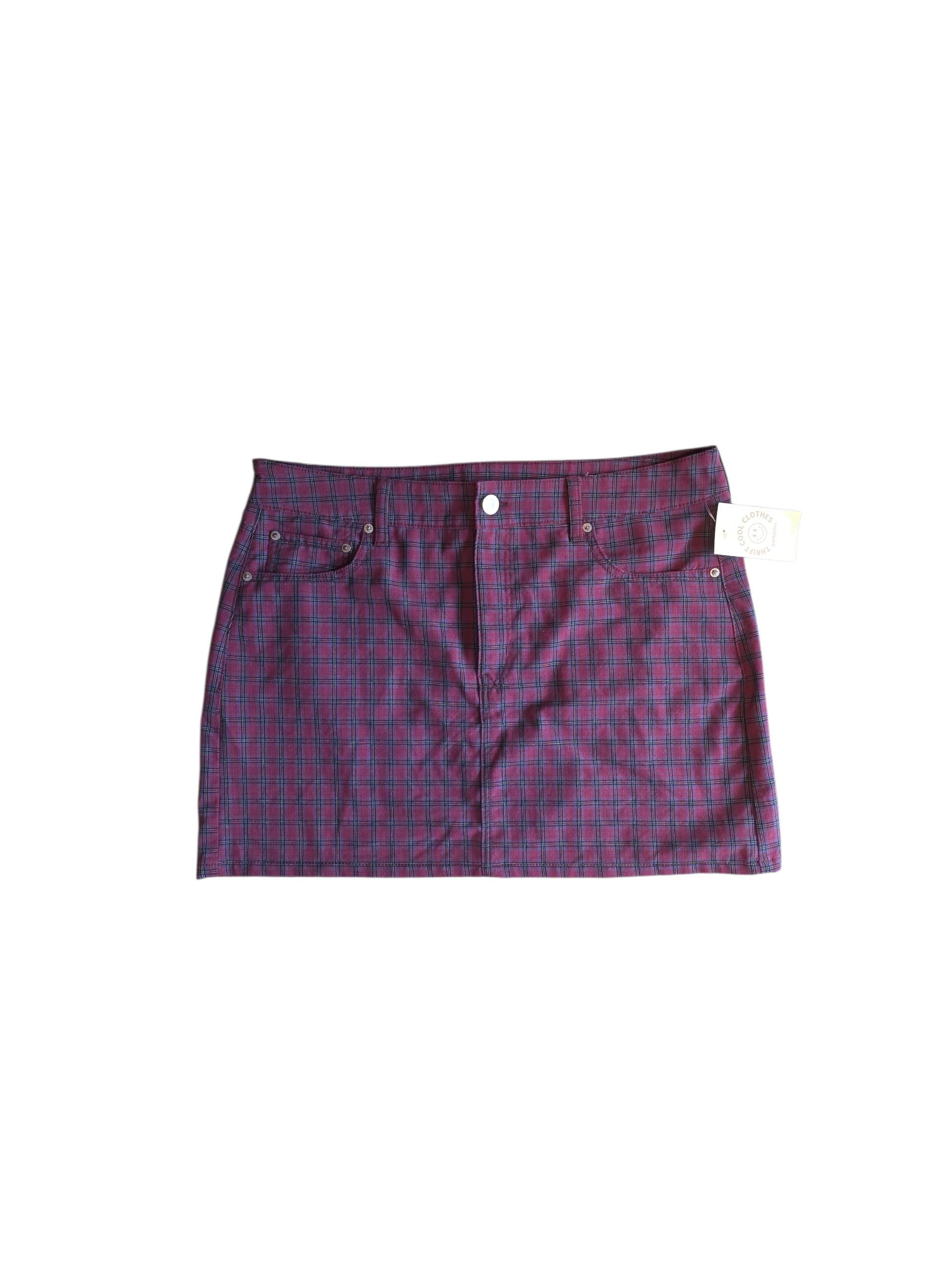 red blue american eagle plaid mini skirt, 16