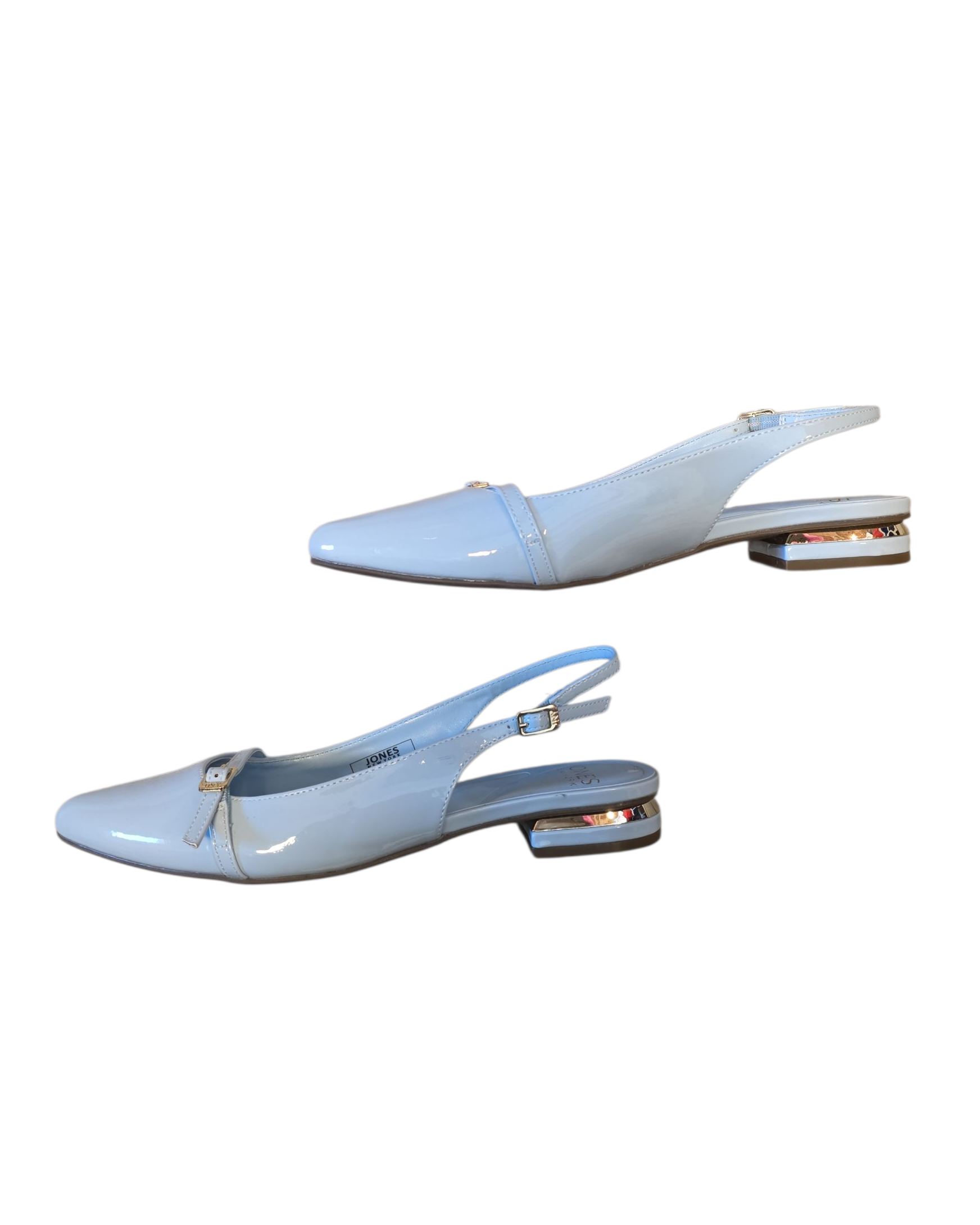 light blue jones new york glossy pointed toed flats, 7.5