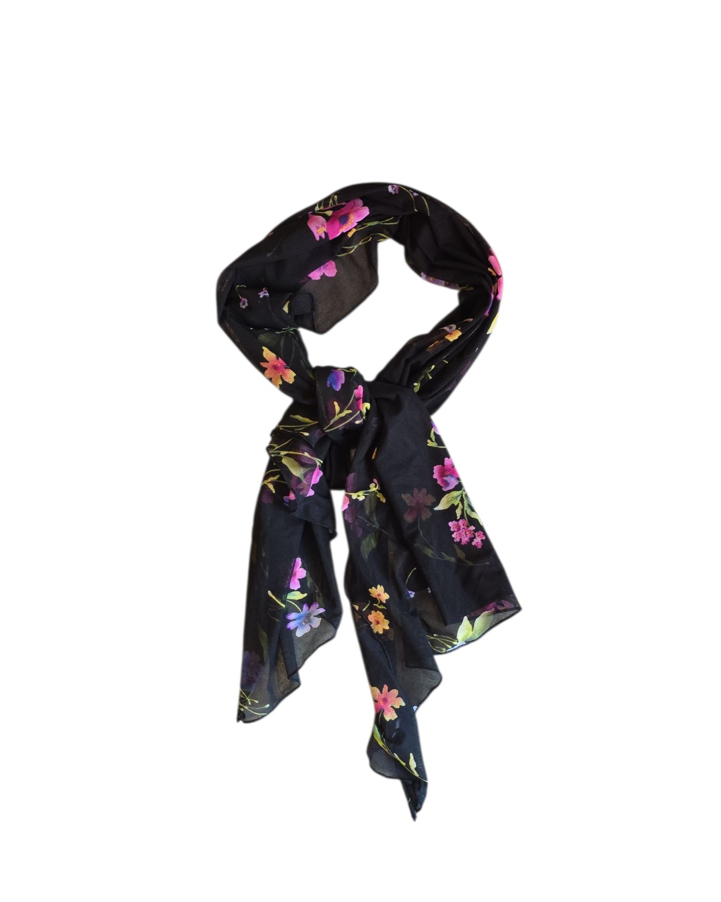 black pink purple  floral sheer scarf