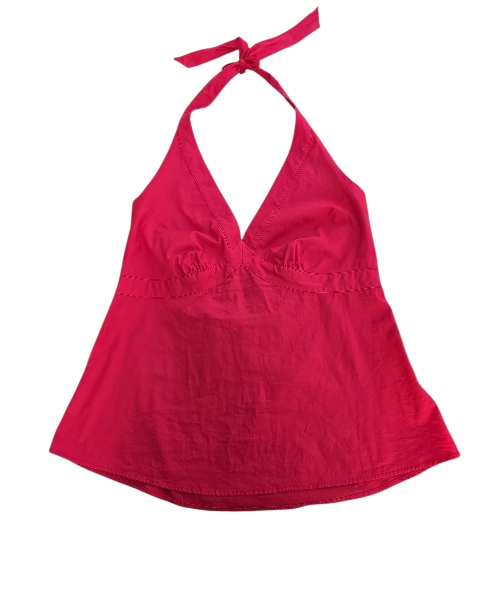 red torrid deadstock halter linen top, 1x