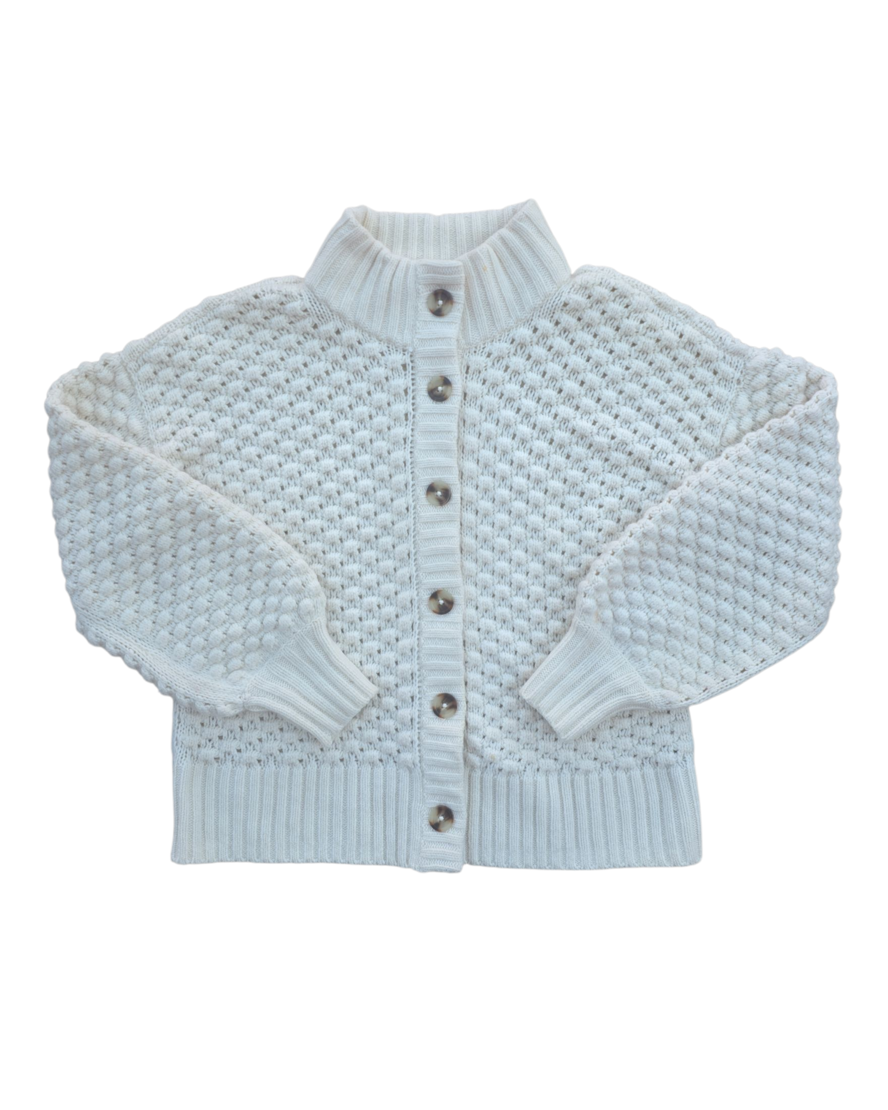 cream madewell turtleneck button up chunky sweater, s