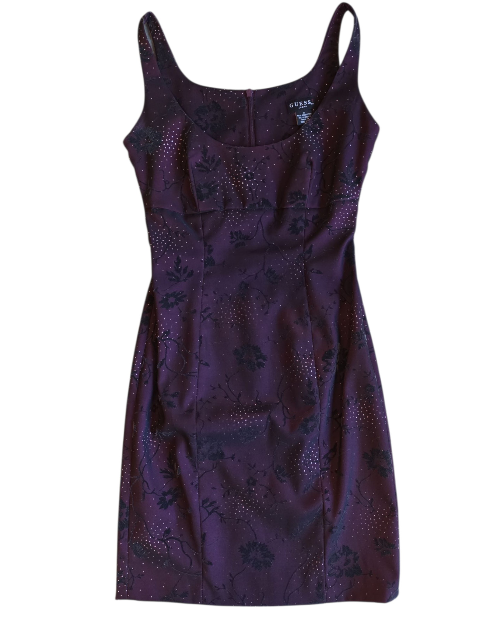 burgundy guess vtg velour sparkle dress, 3