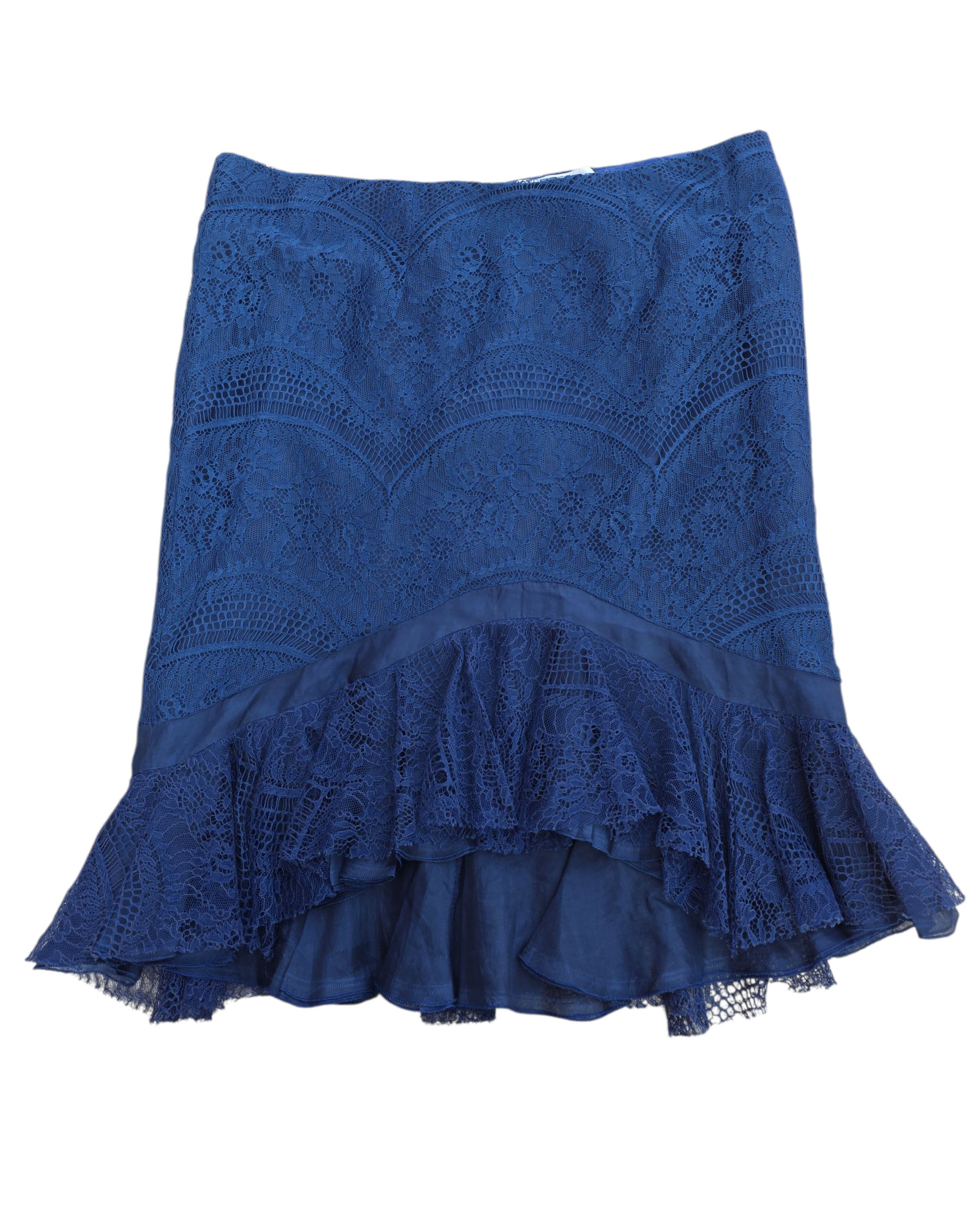 Navy Bluemarine Lace ruffle skirt, S/m