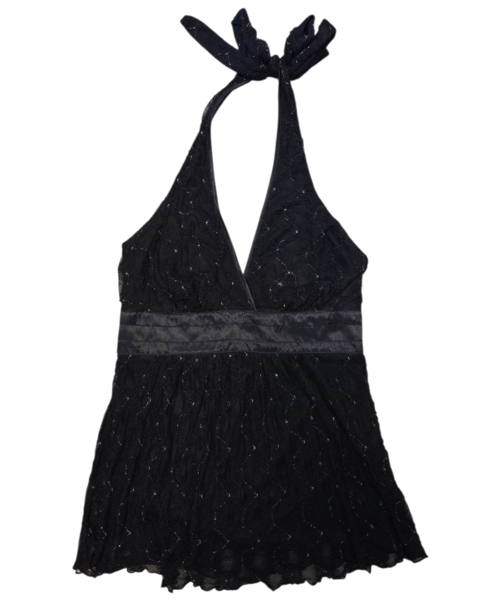black studio y sparkle lace halter top, L