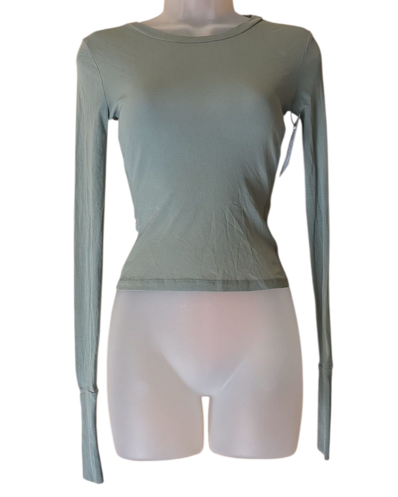 grey Free People mesh ls top, S