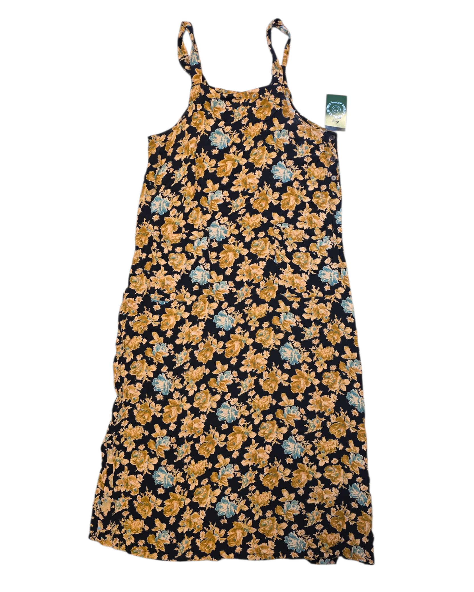 Black tan April cornell Vtg floral maxi, M