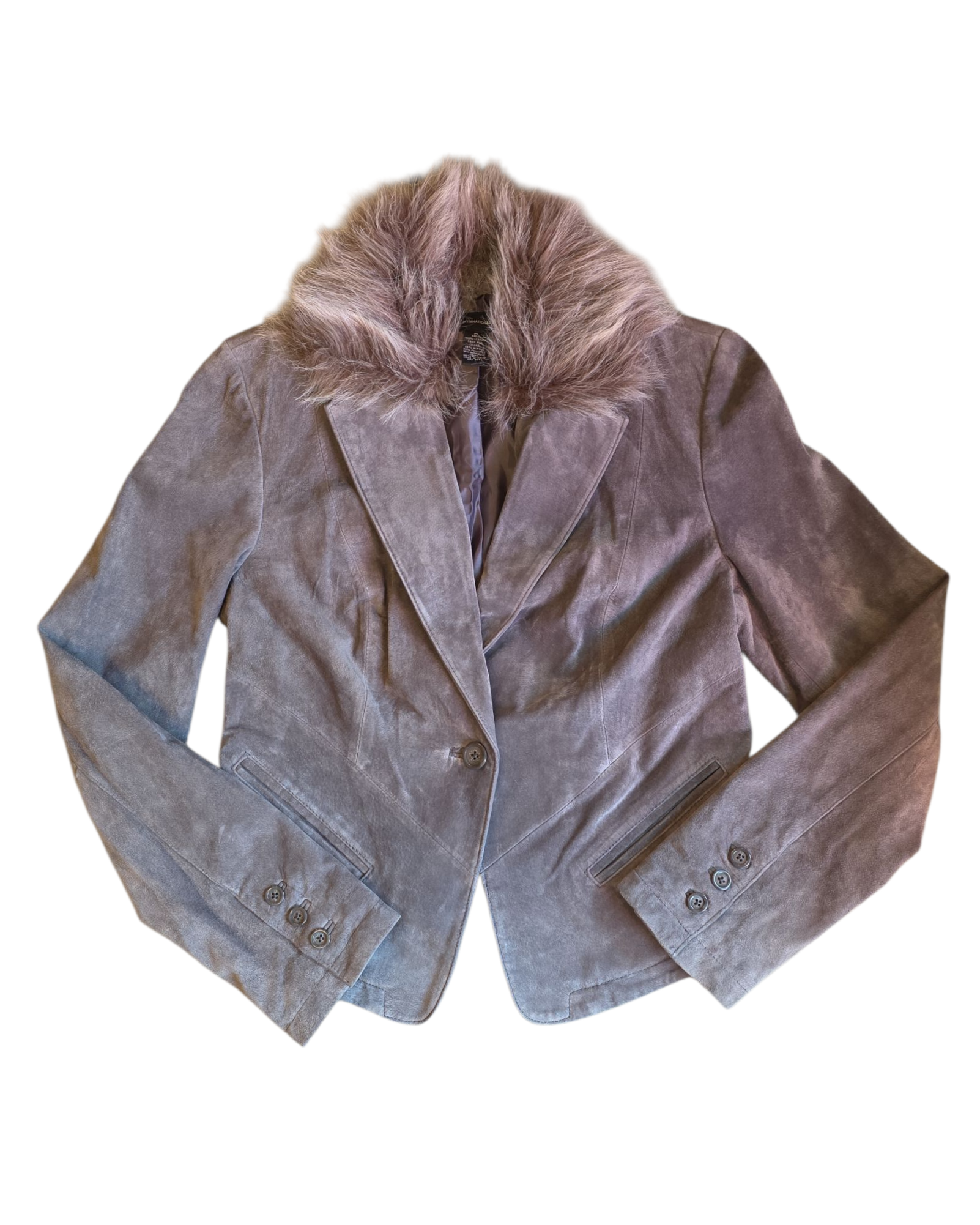 Gray Inc Leather jacket w fur trim, M