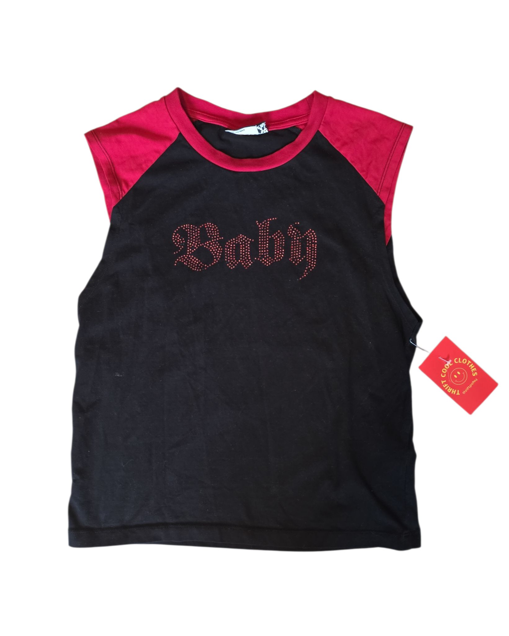 black red asos baby muscle tee, m