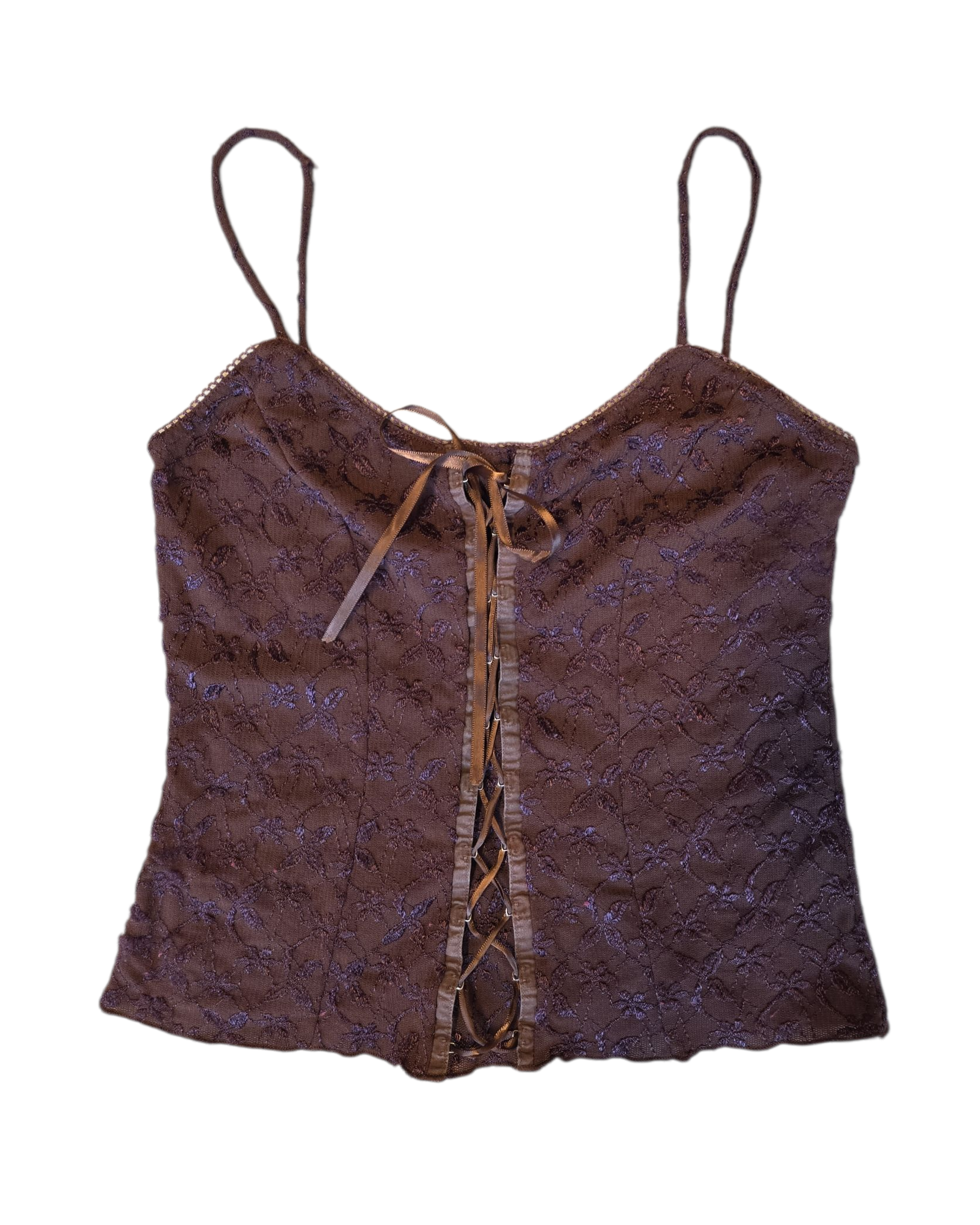 Brown purple Byerwear Lace lace up tank, L
