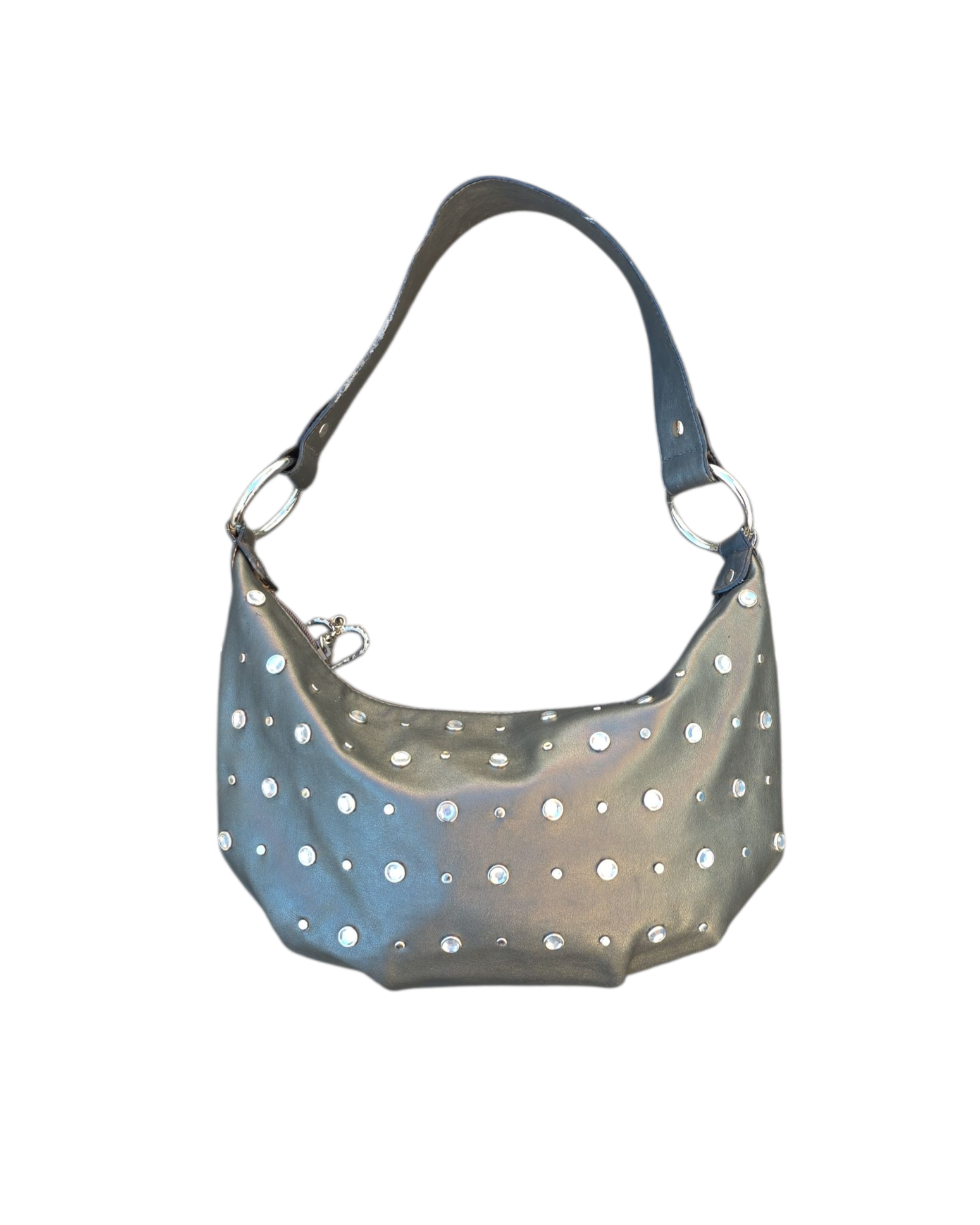gray frankie and johnnie studded bag