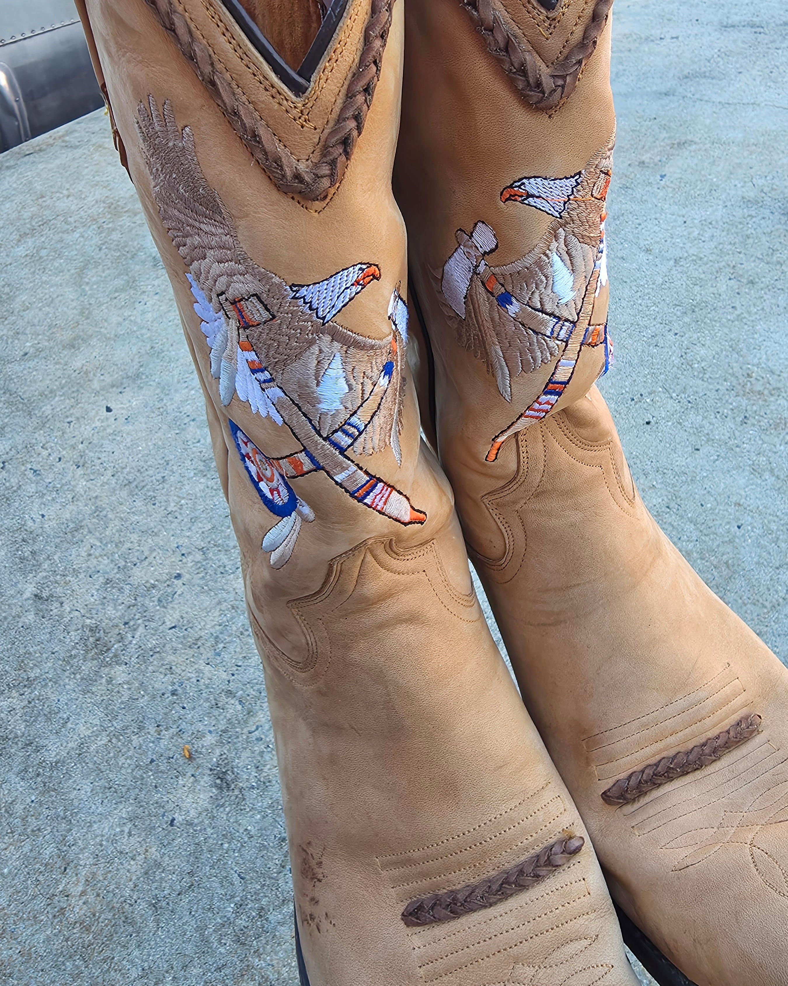 tan mezcalero embroidered cowboy boots, 11