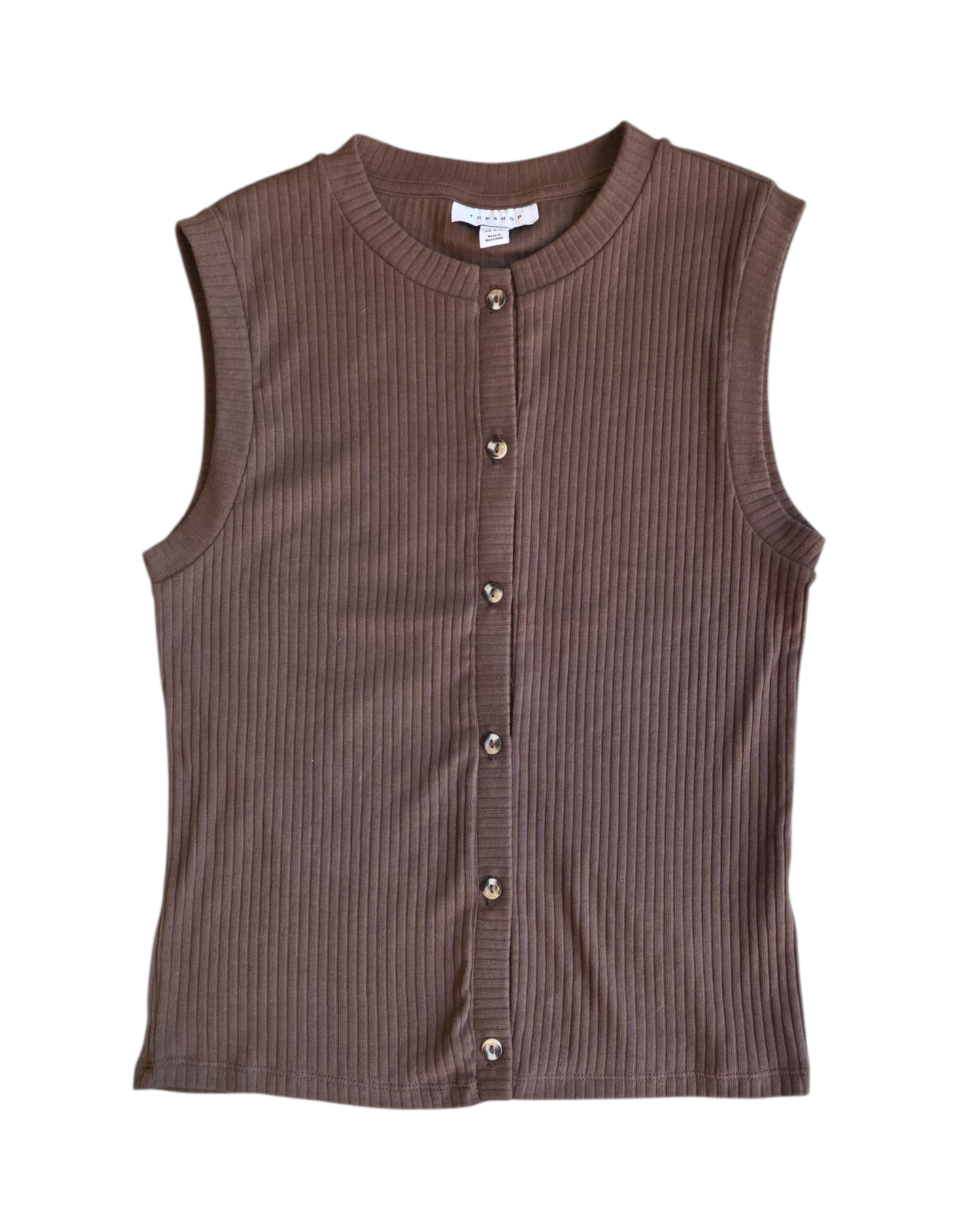 brown topshop ribbed womens tank, M