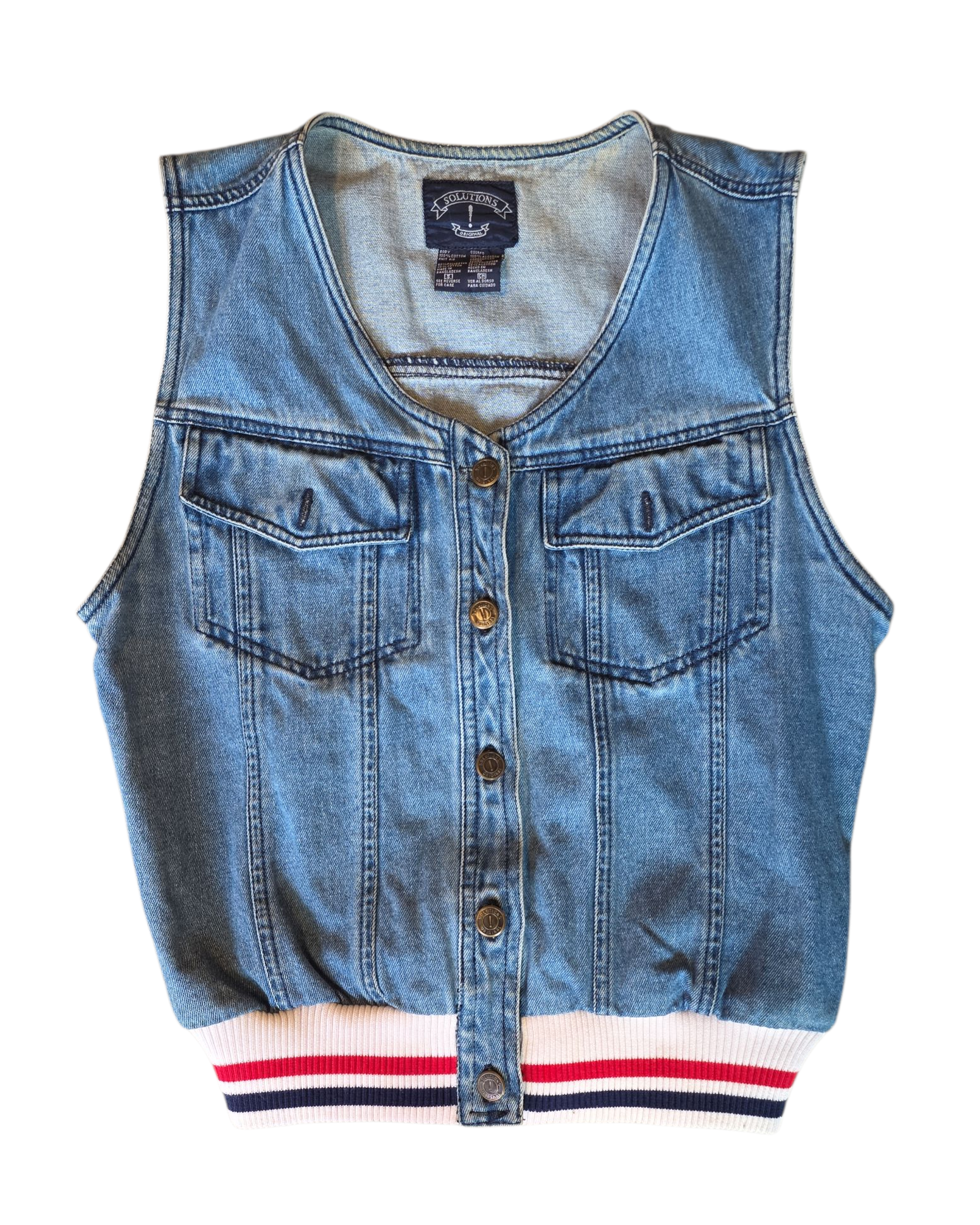 med wash solutions varsity denim vest, s