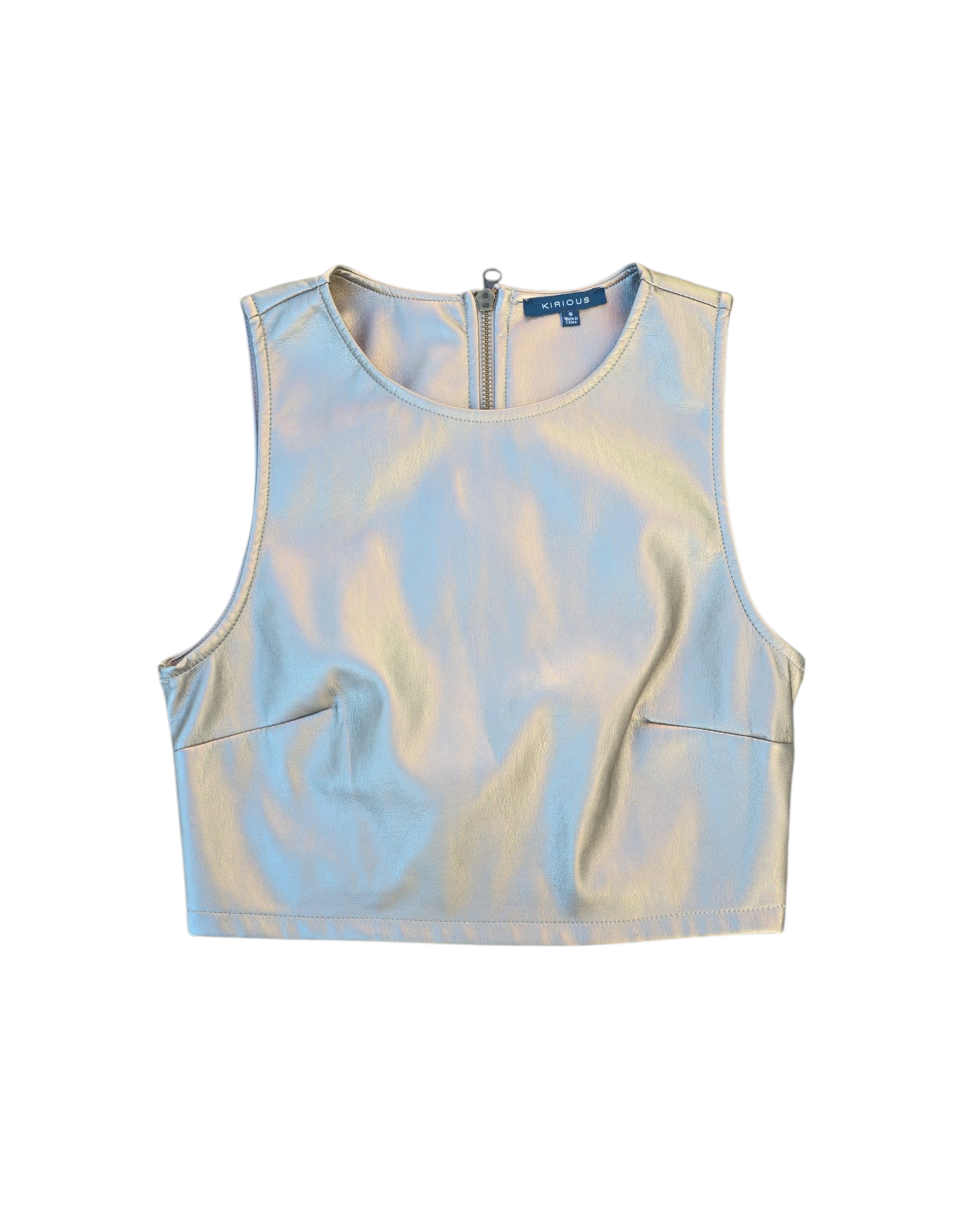 pewter kirious metallic crop tank, s